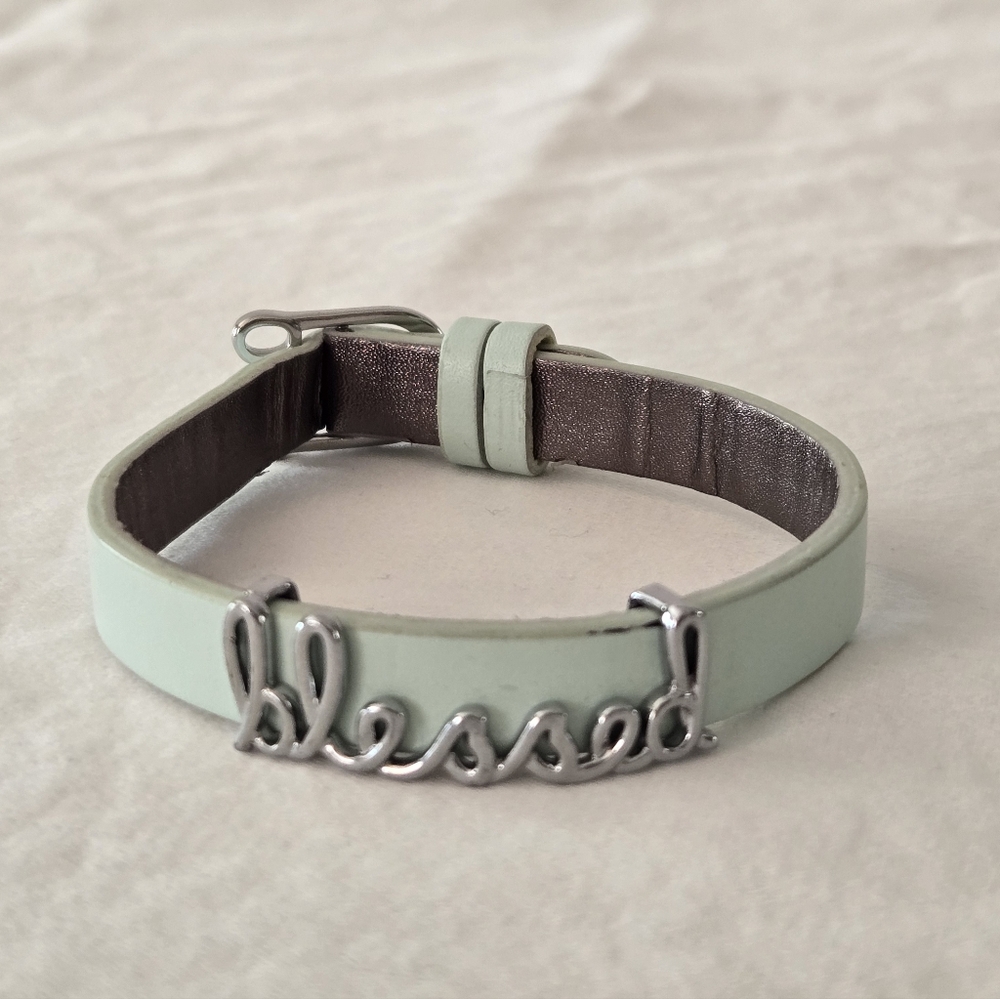 Mint Green KEEP Collective Bracelet with 'Blessed' Charm